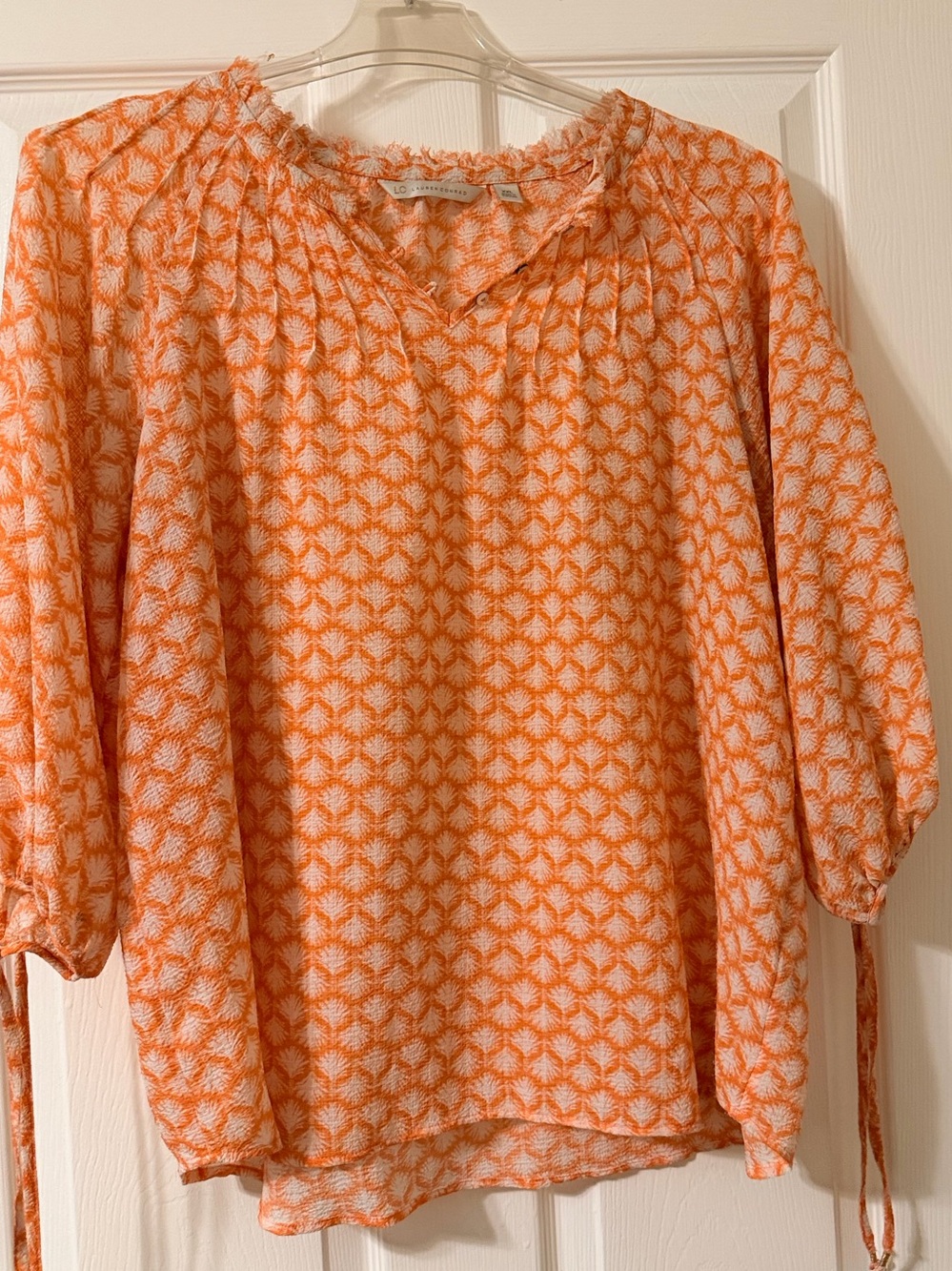 LC Lauren Conrad Orange Printed Peasant Tunic